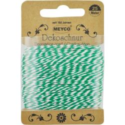 Meyco Decoratie Touw Groen-Wit Ø2mm x 25m|Bakkerstouw|Katoen 